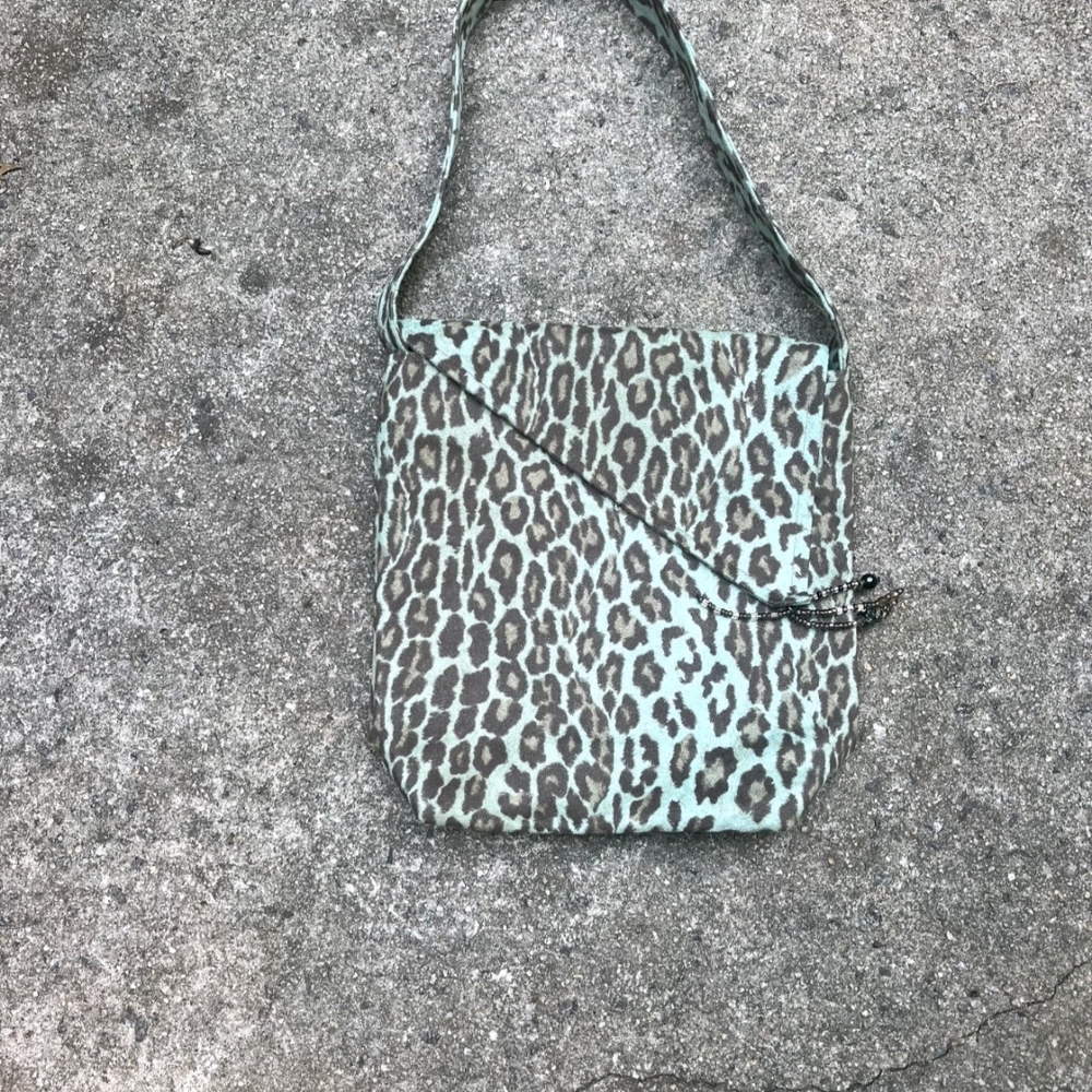 VTG 90s Mob Wife Medium Size Suede Leopard Print Satchel Tassels Messenger Bag